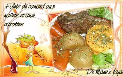 Filets de canard aux navets et aux carottes