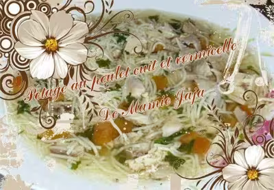 Potage au poulet et au vermicelle