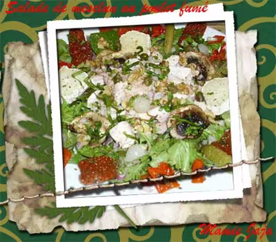 Salade de mesclun au poulet fumé