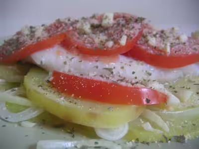 Merlan aux pommes de terre et tomates