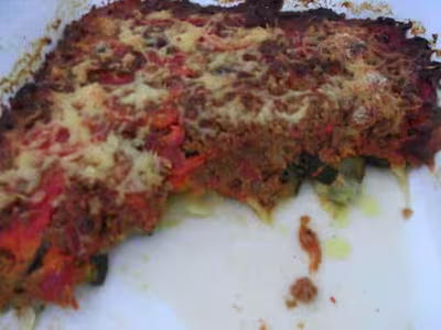 Gratin de courgettes, sauce bolognaise