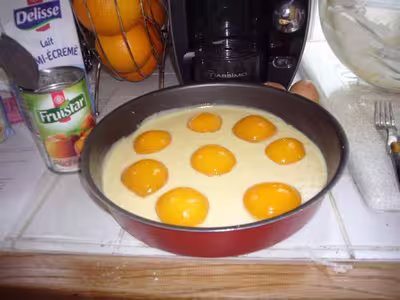 Gâteau streusel aux pêches