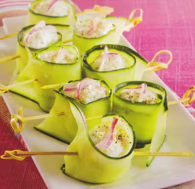 WW: Billes de fromage en ruban de concombre