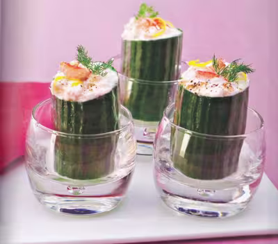 WW: Concombres farcis au crabe, aneth fromage blanc (PP)