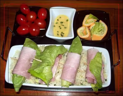 Roulades de jambon et salade de riz