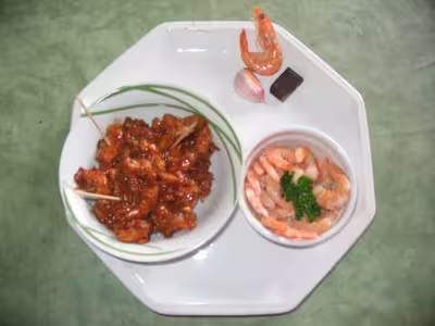 Crevettes sauce chocolat