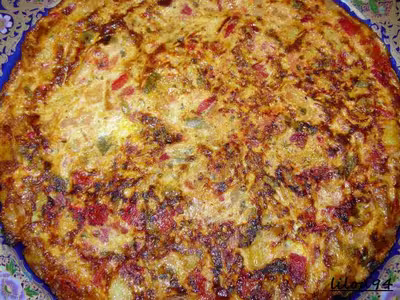 Omelette tomates, poivrons, pommes de terre