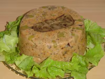 Terrine d'aubergines aux olives, fromage de chèvre