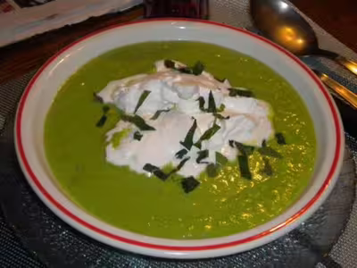 Velouté de petits pois, chantilly à la menthe par Tyxia