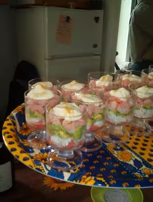 Verrines d'avocats aux crabe, crevettes...