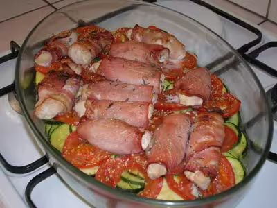 Recette WW : Blanc de poulet au lard et courgettes/tomates
