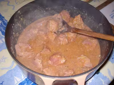 Sauté de porc, sauce andouillette