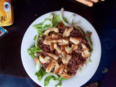 Salade de blancs de poulet aux oignons